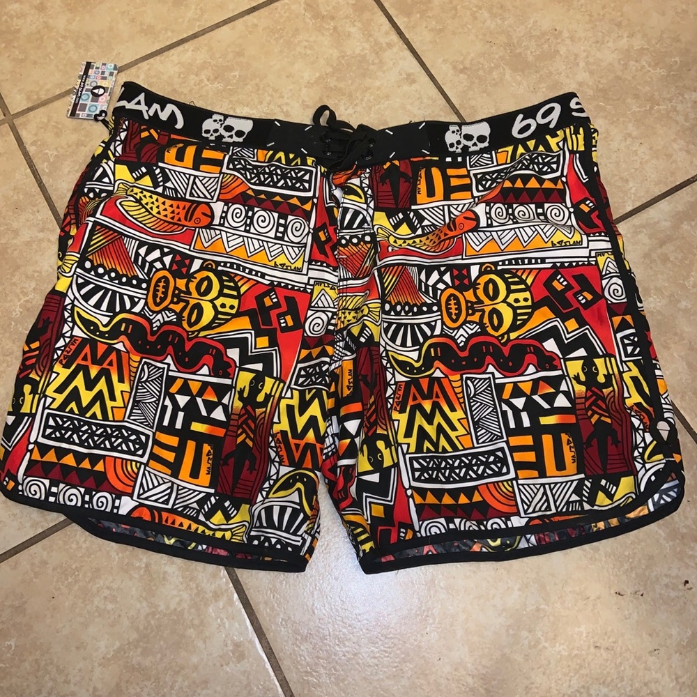 69SLAM AFRICAN FUNK OR SHORT LENGTH‎ BOARDSHORT Men's Size 42.